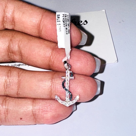 Real Diamond Anchor Cross Pendant FREE APPRAISAL Genuine Natural Diamonds WOW
